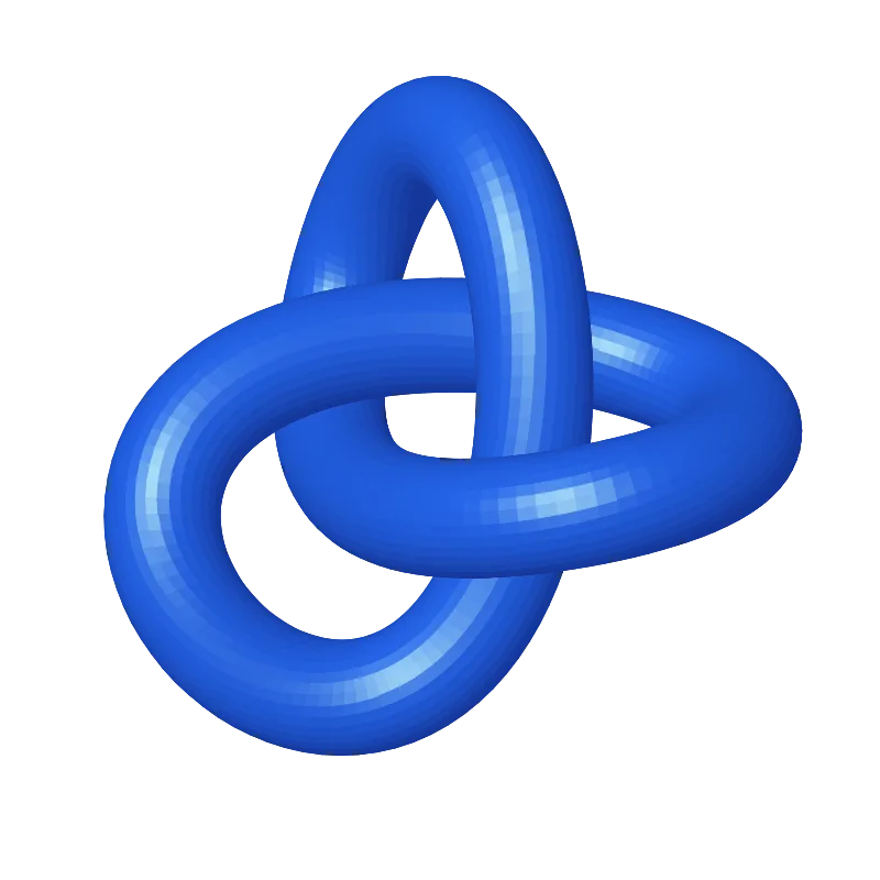 Escultura azul de formas entrelazadas, símbolo de la conexión entre ingeniería e inteligencia artificial